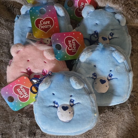 Care Bears Accessories - Winner Choice  Care Bears Plush Mini Coin Purses - Light Blue & Pink